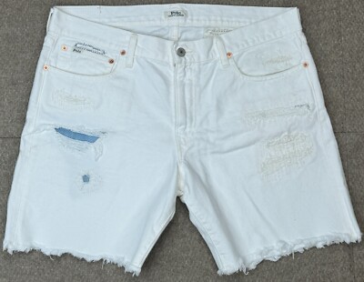 Polo Ralph Lauren Sullivan Slim Fit Mens White Denim Shorts 36 (Actual 38x7.5)-image
