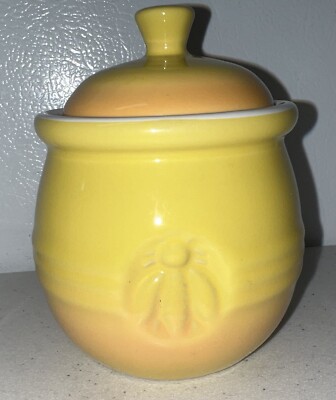 Yellow Ceramic Honey Jar CREATIVE CO-OP ML39C-image