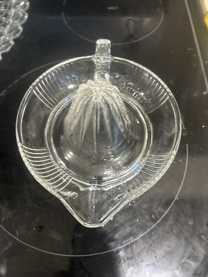VINTAGE Clear Pressed Glass Juicer Reamer Ribbed Orange Lemon Lime Citrus 7”-image