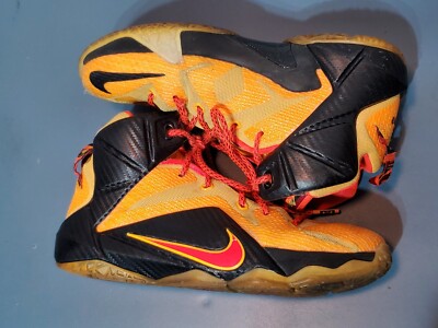 Nike Youth Lebron James XII GS Mid Basketball Shoe 685181-830 Laser Orange 5.5Y-image
