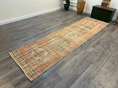 Orange Runner Rug, Oushak Runner Rug, Turkish Runner Rug, 3.3 x 11.4 ft -image