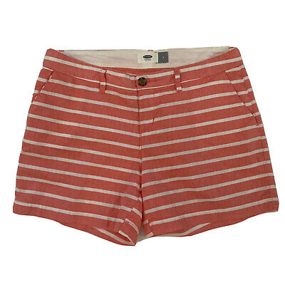 Old Navy Mid Rise Light Orange & White Stripe 100% Cotton Shorts Size 2 New-image