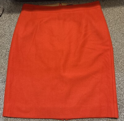 J. Crew orange pencil skirt wool blend Sz 6(K1)-image