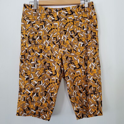 JAIME SADOCK Sz 8 80's Style GOLF Capri Knee Bermudas Tan Orange Black White Zip-image