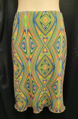 Psychedelic Vintage Groovy Green Purple Orange Lime Skirt Size 8 by Faith-image