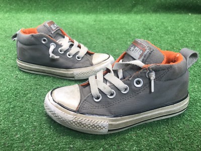 Converse Junior Mid top Grey Orange Double Thick Size 12 Kids Boys Girls Chucks-image
