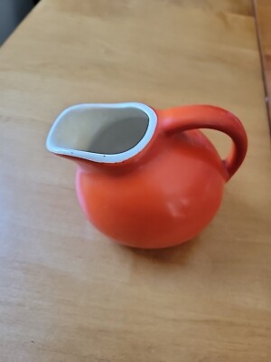  Mid Century Modern Orange Ball Creamer 3 1/2 Height Unbranded-image