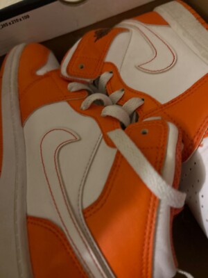 Air Jordan 1 mid se (gs) sail safety orange voile orange security size 3 23.5 cm-image