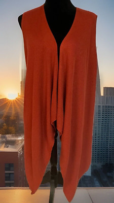 CATO Misses Large Open Cardigan-Burnt Orange Asymmetrical Mid-length -image