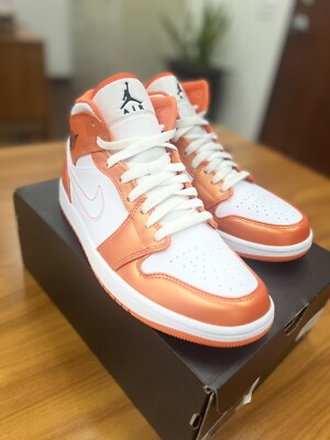 Air Jordan 1 Mid SE Metallic / Electro Orange - Men Size 8 “Brand New”-image