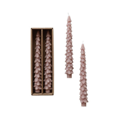 Creative Co-op - Tree Shaped Taper Candles Khaki Color Set - XS4576-image