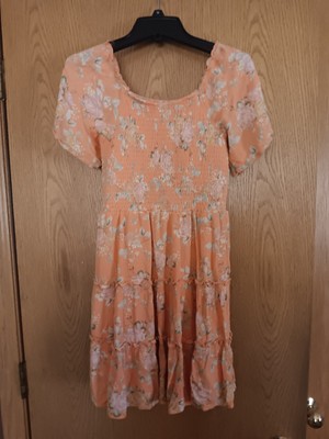 Girls Size Large, Orange Floral Dress-image