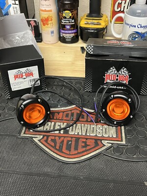 Harley Davidson Mid-USA Matte Black Single Filament Front Turn Signals, Set Of 2-image