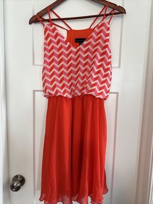 City Triangle Dress Chevron Orange And Pink Casual Wedding Medium -image