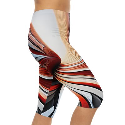 Burnt Orange and White - Women’s Capri Leggings (AOP)-image