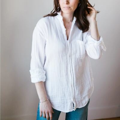 CP SHADES Joss Double Cotton Gauze Button Down Shirt Size Medium-image