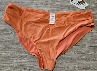 Women’s SZ XL 16/18 Time And Tru Peach Color  Bikini Bottoms Mid Rise-image