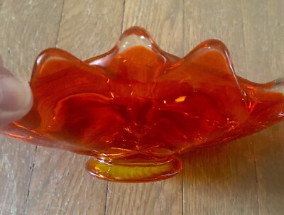 Vintage Orange Viking Glass Candy Bowl-Mid Century-image