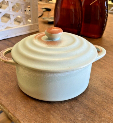 Creative Co-op Stoneware Mini Baker Pale Mint Green Dish with Lid 6.5” By 3.5”-image