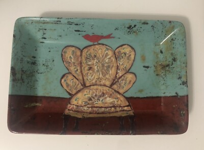 Trinket Dish Bird On Chair Little e Studio Creative Co-op Rustic 6”x4”x1”-image