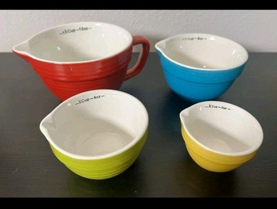 Creative Co-op Set of 4 Nesting Stoneware Measuring Cups w/ Pour Spouts Ceramic-image
