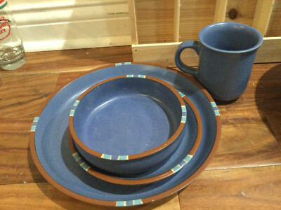 Dansk Mesa Blue Southwest 4-pc place setting(s) dinner salad plate bowl mug-image