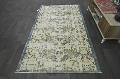 Oushak 4x8,Turkish Rug,vintage,anatolian,BEIGE,kilim,Bohemian,handmade,wool-image