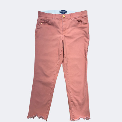 Democracy Ab Solution Jeans Women 16 Orange Mid Rise Ankle Chewed Hem Stretch-image
