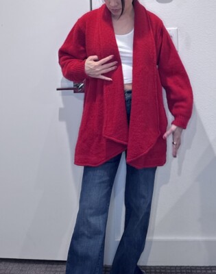 VTG JM Joss Red Mohair Wool Cardigan Sweater S-image