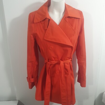 DKNY Orange Trench Mid Length Jacket Sz S-image