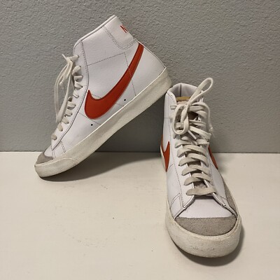 Vintage Men’s Nike Blazer Mid 77 Shoes Size 9 White Orange Gift Collectable-image