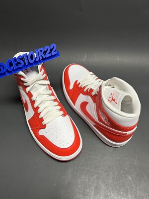 WOMEN’S NIKE AIR JORDAN 1 MID [BQ6472 116] HABANERO RED SZ 10.5 / MEN’S 9-image
