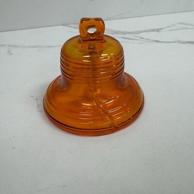 Viking Epic Mid Century Modern MCM Persimmon Orange Art Glass liberty Bell-image