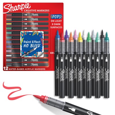 Sharpie Creative Paint-like Brush Tip Acrylic Markers, Assorted Colors, 12 Co...-image