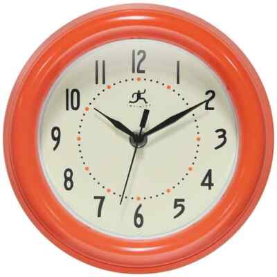 8 Inch Orange Black Spartan Round Quartz Silent Battery Wall Clock Home Display-image