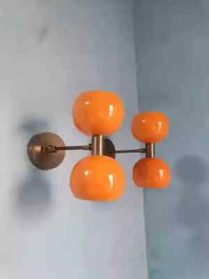 Orange Light Mid Century 1950's Italian Stilnovo Diabolo Sconce Wall Sconce-image