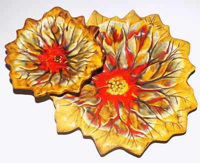 NOS Vintage Retro Poinsettia Chip & Dip from Two Guys Gold Orange-image