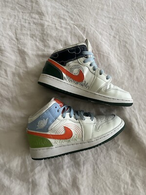 Jordan 1 Mid SE Stitch Sail/safety Orange Youth -image