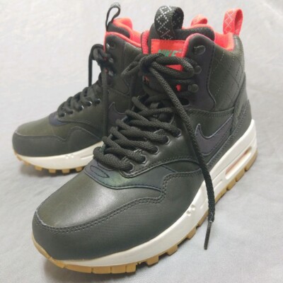 Nike Sneakers Shoes Boots Air Max 1 Mid Khaki Green Orange Women's US6 / JP23 EX-image