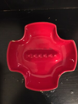 Vintage Ashtray Vivid Orange 7005 USA  Art Pottery Mid Century Wood Look-image
