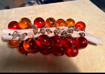 glass grape cluster mid century modern great fall color orange 29 Count-image