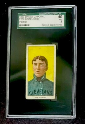 1909 T206 Addie Joss Portrait Cleveland Naps HOF Sweet Caporal SGC 3 VG Deadball-image