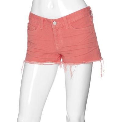 J BRAND Mid Rise PASTEL CORAL Relaxed FRAY RAW HEM CUTOFF Jean DENIM Shorts 29-image