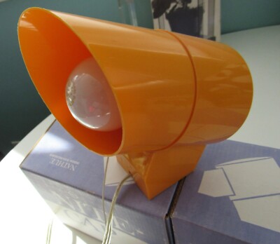 3 Mid Century Danish Orange Plastic Nite-Cap Light Sven Middelboe NOS Fogg-Morup-image