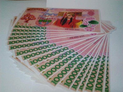 100 X Giant Heaven Hell Money Bank Notes Chinese $100000000 Joss Paper.-image