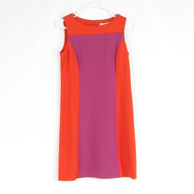 Purple orange color block DONCASTER stretch sheath dress 2-image