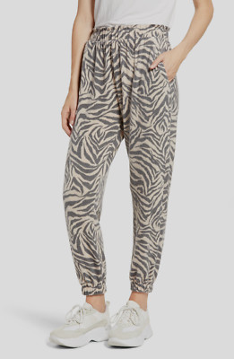 New La La Land Creative Co Zebra Print Fleece High Waist Joggers Women's Large-image