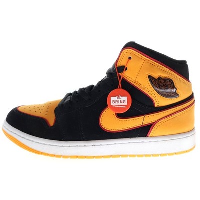NIKE AIR JORDAN 1 MID SE VIVID ORANGE MID-TOP SNEAKERS BLACK US9 27.0cm Used 824-image