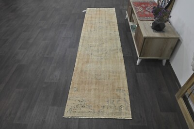 Vintage Turkish Runner Rug 2x9ft ORANGE Handmade Anatolian Oushak Hallway Wool-image