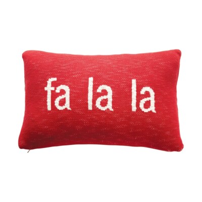 Creative Co-op - Fa La La Cotton Knit Lumbar Pillow  - XM7361-image